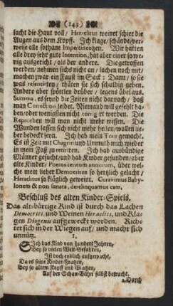 Beschluß des alten Kinder-Spiels