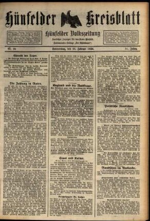 Ausgabe vom Donnerstag, den 25. Februar 1926.