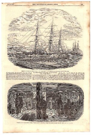 Shipment of wooden baracks, on board The "White Falcon", at Southampton, for the french army in the crimea.- Between-decks of the american vessel "White Falcon", receiving on board the wooden baracks for the french army in the crimea
