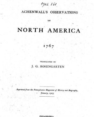 Achenwall's observations on North America