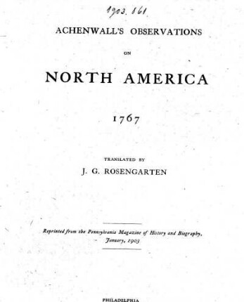Achenwall's observations on North America