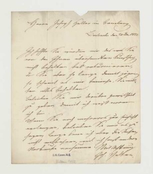 Brief von Johann Velten an Joseph Heller