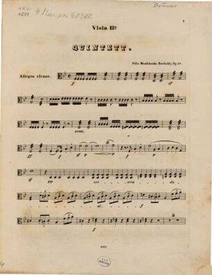 Quintett für 2 Violinen, 2 Bratschen u. Violoncell : Op. 87 ; No. 16 der nachgelassenen Werke