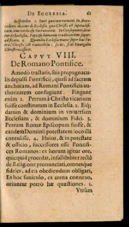 Caput VIII. De Romano Pontifice.
