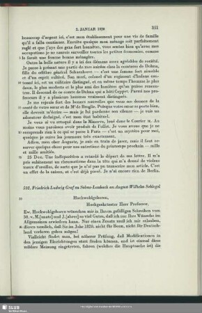 Friedrich Ludwig Christian zu Solms-Laubach an August Wilhelm von Schlegel, Köln, 02.01.1820