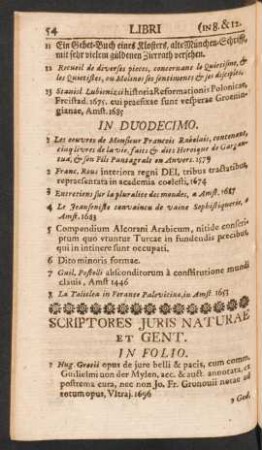 Scriptores Juris Naturae Et Gent.