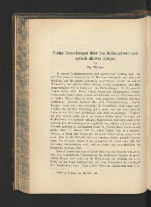 Einige Bemerkungen über das Drehungsvermögen optisch aktiver Körper