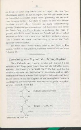 Zersetzung von Ecgonin durch Barythydrat.