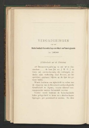 Vergaderingen van est Nederlandsch Genootschap voor Munt- en Penningkunde in 1898
