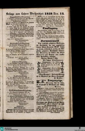 Lahrer Wochenblatt, Beilage zum Lahrer Wochenblatt