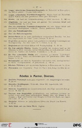 Arbeiten in Marmor, Diverses (Nr. 537-571)