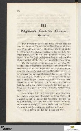 III. Allgemeiner Umriß des Manöver-Terrains