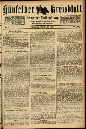 Ausgabe vom Donnerstag, den 19. Juni 1924.