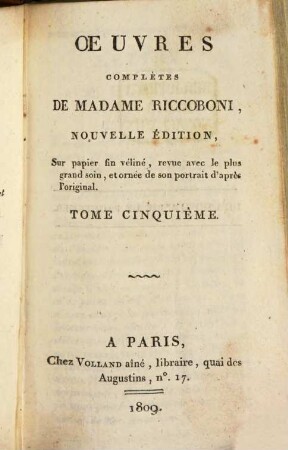 Oeuvres complètes de Madame Riccoboni, 5
