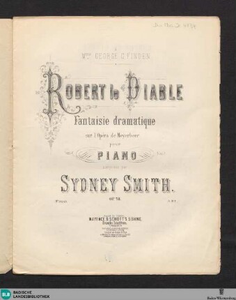 Robert le Diable : fantaisie dramatique sur l'opéra de Meyerbeer pour piano; op. 78