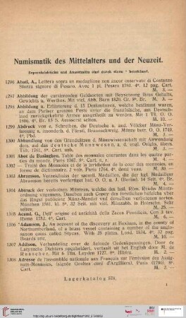 Numismatik des Mittelalters und der Neuzeit (Nr. 1 - 3739)
