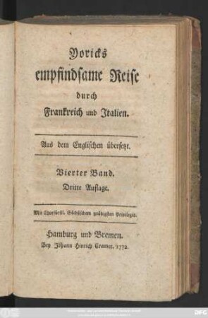 Bd. 4: Yoricks empfindsame Reise durch Frankreich und Italien