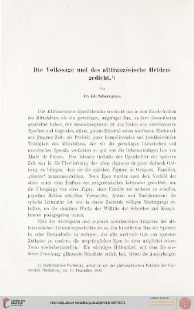 7: Die Volkssage und das altfranzösische Heldengedicht