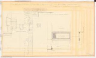 Reichsluftfahrtministerium, Berlin: Saalbau, Vorräume zu den Festsaal-Toiletten (Heizörperverkleidung): Ansicht, Schnitt, Grundriss [1:20], Detail 1:1