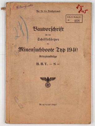 Bauvorschrift Schiffskörper M-Boote Typ 1940 (Kriegsaufträge)