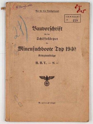Bauvorschrift Schiffskörper M-Boote Typ 1940 (Kriegsaufträge)