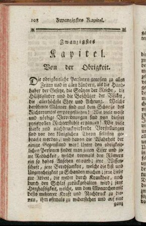 Zwanzigstes Kapitel. Von der Obrigkeit.