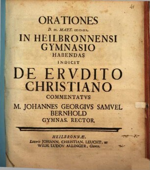 Orationes d. III. Mart. ... habendas indicit, de erudito Christiano commentatus