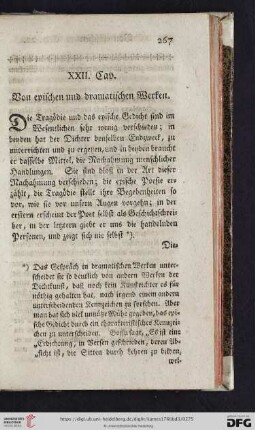 XXII. Cap.: Von epischen und dramatischen Werken