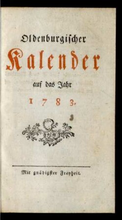 1783: Oldenburgischer Kalender