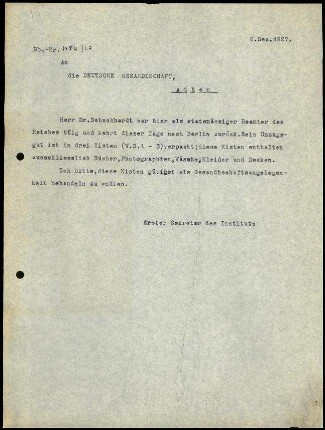 E. Buschor an Deutsche Gesandtschaft Athen