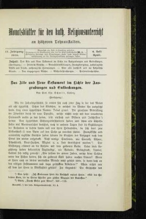 ¬Das¬ Alte und Neue Testament im Lichte der Ausgrabungen und Entdeckungen : (Fortsetzung)