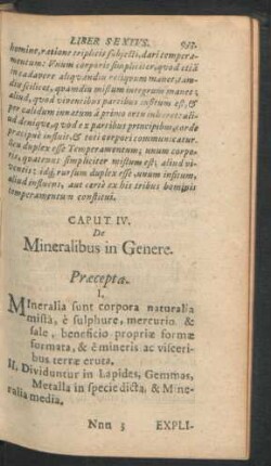 Caput IV. De Mineralibus in Genere.