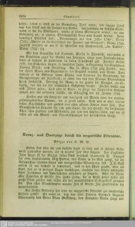 Kreuz- und Querzüge durch die ungarische Literatur - Skizze