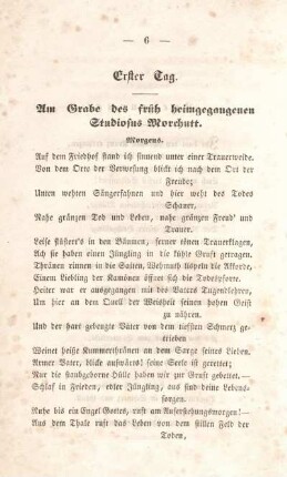 .Am Grabe des früh heimgegangenen Studiosus Morchutt.