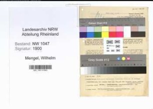 Entnazifizierung Wilhelm Mengel , geb. 22.11.1891 (Beamter)