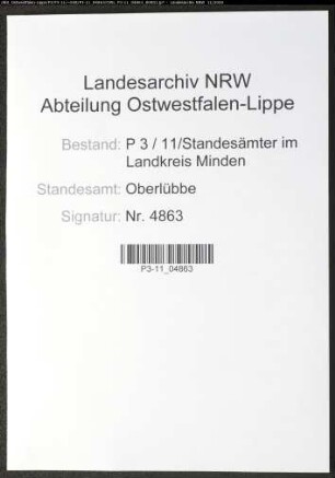 Sterberegister Standesamt Oberlübbe