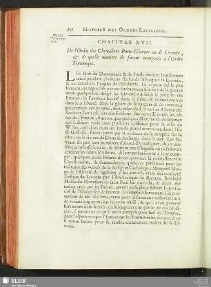 Chapitre XVII. De l'Ordre des Chevaliers Porte-Glaives ou de Livonie, & de quelle maniere ils furent incorporés à l'Ordre Teutonique