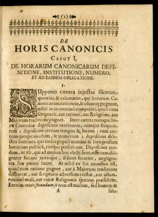 Caput I. De Horarum Canonicarum Definitione, Institutione ...