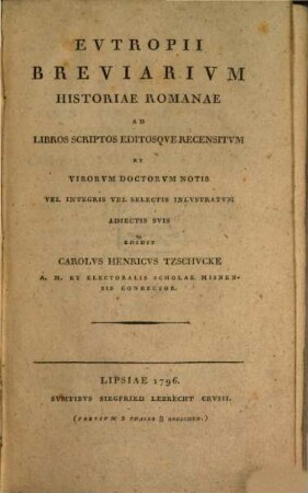 Evtropii Breviarivm Historiae Romanae