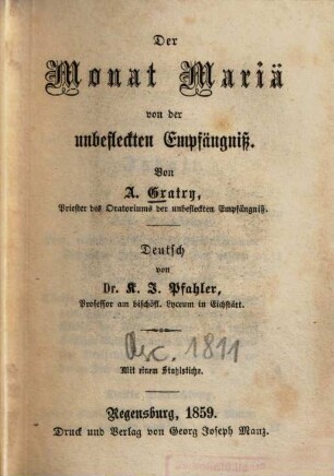 Der Monat Mariä von der unbefleckten Empfängniß
