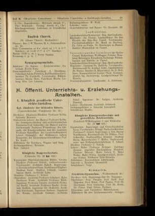 Öffentl. Unterrichts- u. Erziehungs-Anstalten