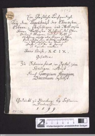 Ein Christliche Leichpredigt Bey dem Begräbnüß des Ehrnvesten Erbarn, fürsichtigen und wohlweisen Herrn Balthasar Rüffers ... welcher den 16. Maij ... entschlaffen ...