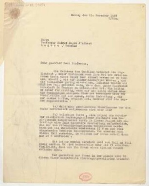 Brief an Eugen d' Albert : 13.11.1929