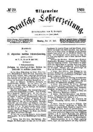 Protokolle der 18. allgemeinen deutschen Lehrerversammlung