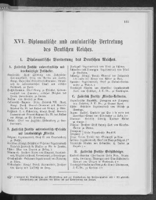 XVI. Diplomatische und consularische Vertretung des Deutschen Reiches.