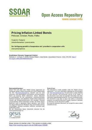 Pricing Inflation Linked Bonds