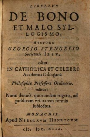 Libellus De Bono Et Malo Syllogismo