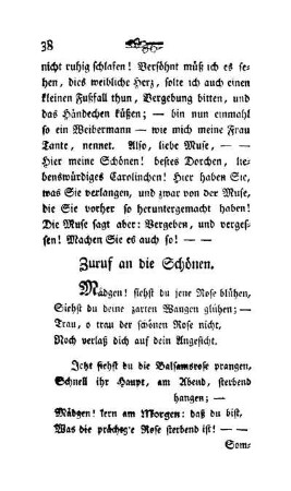 Zuruf an die Schönen