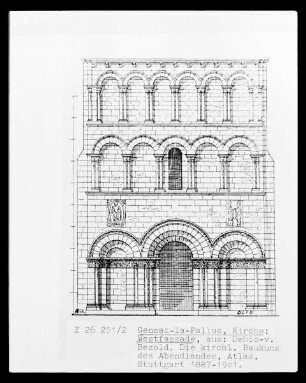 Gensac-la-Pallue: Aufriss Westfassade von Saint-Martin