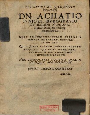 Andr. Dinneri IC. Oratio